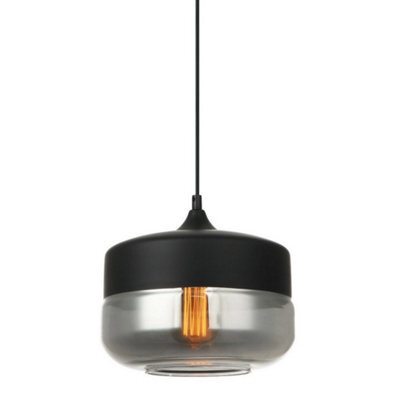 Luminosa Lighting Luminosa Modern Hanging Pendant Black 1 Light  With Black, Smoky Shade, E27 Dimmable - image 1
