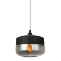 Luminosa Lighting Luminosa Modern Hanging Pendant Black 1 Light  With Black, Smoky Shade, E27 Dimmable - thumbnail 1
