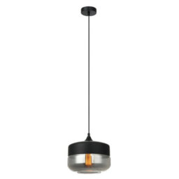 Luminosa Lighting Luminosa Modern Hanging Pendant Black 1 Light  With Black, Smoky Shade, E27 Dimmable - thumbnail 2