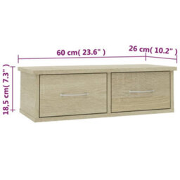 Walplus Wall-Mounted Drawer Shelf Sonoma Oak 60X26X18.5 Cm Engineered Wood - thumbnail 7