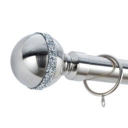 A.unique Home Diamante Ball Metal Extendable Curtain Pole With Rings And Fittings (25/28mm) - Brushed Steel, 70Cm - 120Cm Approx - thumbnail 3