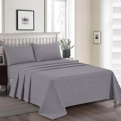 Moonlight Bedding 100% Cotton Hotel Quality Flat Bed Sheet, Top Sheet For  Guest House, Spa & Airbnb (Grey,double, 225X275 Cm) - image 1