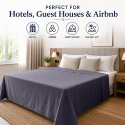 Moonlight Bedding 100% Cotton Hotel Quality Flat Bed Sheet, Top Sheet For  Guest House, Spa & Airbnb (Grey,double, 225X275 Cm) - thumbnail 3