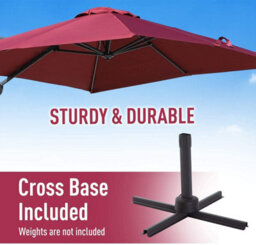 Shatchi 3M Red Octagon Parasol With Cross Base And 65mm Aluminium Pole Sun Shade Garden Outdoor Beach Patio - thumbnail 6