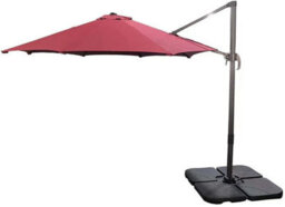 Shatchi 3M Red Octagon Parasol With Cross Base And 65mm Aluminium Pole Sun Shade Garden Outdoor Beach Patio - thumbnail 1