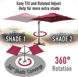 Shatchi 3M Red Octagon Parasol With Cross Base And 65mm Aluminium Pole Sun Shade Garden Outdoor Beach Patio - thumbnail 5