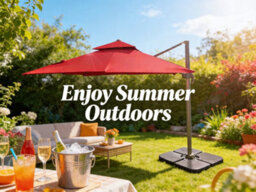 Shatchi 3M Red Octagon Parasol With Cross Base And 65mm Aluminium Pole Sun Shade Garden Outdoor Beach Patio - thumbnail 9