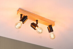 Paulmann 66772 Spotlight Arvid 3-Lamp Max. 3X20W Ceiling Luminaire Black/wood Spot Metal E27 - thumbnail 5