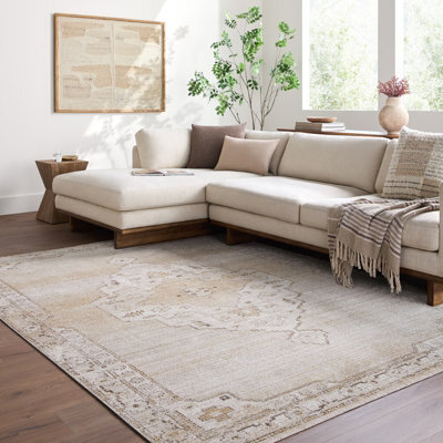 Livabliss Fifth Avenue-Vintage Brown Off-White Grey Traditional Boho Fringe Living Dining Bedroom Rug 200 X 275 Cm Easy Care, Non Shedding - image 1