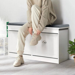 Large Shoe Bench Shoe Rack Shoe Storage Cabinets With Seat Cushion For Hallway - thumbnail 4