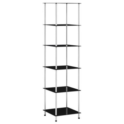 Vidaxl 6-Tier Shelf Black 40X40X160 Cm Tempered Glass - image 1