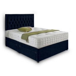 Dining Tables Lisbon Matching Headboard Divan Set, 2 Drawer On Same Side With Sprung 1500 Comfort Mattress - Chenille Indigo - King - thumbnail 4