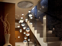 Luminosa Lighting Luminosa Sphere Dimmable 27 Light Integrated Led Light Pendant Light Cluster Drop, Chrome Copper, Satin Brass, Bluetooth Control