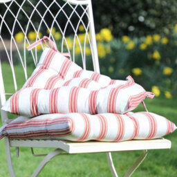 Dibor Set Of 2 Red Striped Indoor Dining Chair Seat Pad Cushions (L)40Cm X (W)40Cm - thumbnail 4