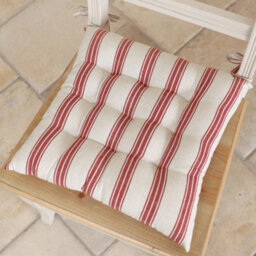Dibor Set Of 2 Red Striped Indoor Dining Chair Seat Pad Cushions (L)40Cm X (W)40Cm - thumbnail 2
