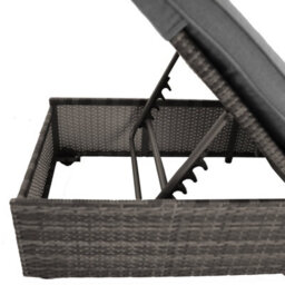 Charles Bentley Garden Waterproof Reclining Rattan Sun Lounger Grey - thumbnail 6