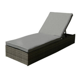 Charles Bentley Garden Waterproof Reclining Rattan Sun Lounger Grey - thumbnail 1