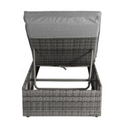 Charles Bentley Garden Waterproof Reclining Rattan Sun Lounger Grey - thumbnail 4