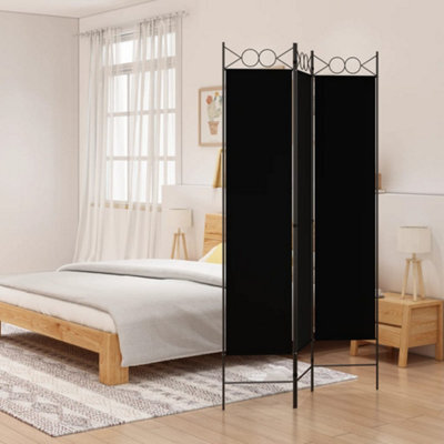 Walplus 3-Panel Room Divider Black 120X200 Cm Fabric - image 1