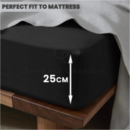 Gc Gaveno Cavailia Plain Dyed Fitted Bedsheet King Black Super Soft & Comfy Non Iron Fitted Sheet - thumbnail 2