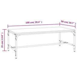 Berkfield Industrial Coffee Table Brown Oak 100X50X35 Cm Engineered Wood - thumbnail 8