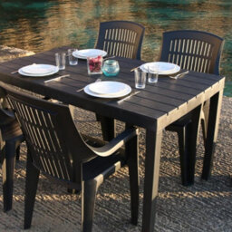 Urbn-Living Urbnliving 72Cm Height Large Rectangle Garden Slatted Plastic Table Patio Deck Outdoor Furniture Black - thumbnail 4