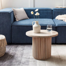 Wyld And Coco 50Cm Round Mango Wood Coffee Table, Light Brown Natural Finish, Modern Design - thumbnail 2