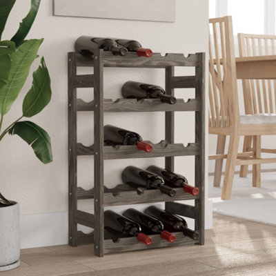 Vidaxl Wine Rack For 20 Bottles Grey Solid Wood Pine - image 1