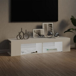 Berkfield Modern Tv Cabinet With Led Lights White 135X39X30 Cm - thumbnail 3