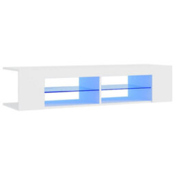 Berkfield Modern Tv Cabinet With Led Lights White 135X39X30 Cm - thumbnail 1