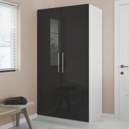 GoodHome Atomia Freestanding Modern Gloss & Matt White & Anthracite Large Double Wardrobe (H)1929mm (W)1000mm (D)596mm - thumbnail 4