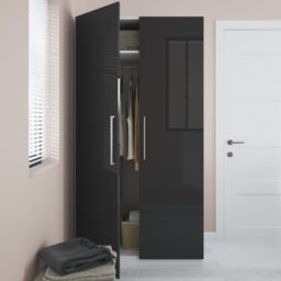 GoodHome Atomia Freestanding Modern Gloss & Matt White & Anthracite Large Double Wardrobe (H)1929mm (W)1000mm (D)596mm - thumbnail 5