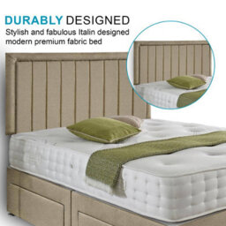 Dining Tables Cairo Matching Headboard Divan Set, 2 Drawer On Same Side With Sprung 1500 Comfort Mattress - Light Boucle Natural - Double - thumbnail 3