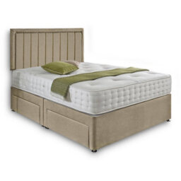 Dining Tables Cairo Matching Headboard Divan Set, 2 Drawer On Same Side With Sprung 1500 Comfort Mattress - Light Boucle Natural - Double - thumbnail 4