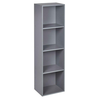 Urbn-Living Urbnliving Height 106Cm 4 Shelf Wooden Bookcase Shelving Colour Grey Display Storage Shelf Unit Shelves - image 1