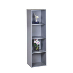 Urbn-Living Urbnliving Height 106Cm 4 Shelf Wooden Bookcase Shelving Colour Grey Display Storage Shelf Unit Shelves - thumbnail 2