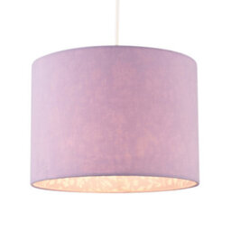 Happy Homewares Lilac Cotton Drum Lamp Shade With Inner White Floral Pattern Lining - thumbnail 2