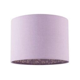 Happy Homewares Lilac Cotton Drum Lamp Shade With Inner White Floral Pattern Lining - thumbnail 1