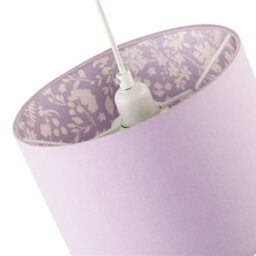 Happy Homewares Lilac Cotton Drum Lamp Shade With Inner White Floral Pattern Lining - thumbnail 3