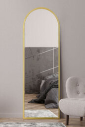 "Mirroroutlet Arcus - Gold Framed Arched Leaner / Wall Mirror 71"" X 24"" (180Cm X 60Cm)" - thumbnail 2