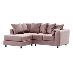 Furnishings For Less UK Brooklyn Plush Velvet 3 To 4 Seater L Shaped Corner Sofa Foam Pink Left Hand Facing - thumbnail 1