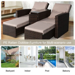 Outsunny Garden Double Rattan Sun Lounger Sofa Recliner Wicker Patio Brown - thumbnail 6