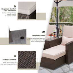 Outsunny Garden Double Rattan Sun Lounger Sofa Recliner Wicker Patio Brown - thumbnail 5