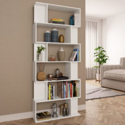 Berkfield Book Cabinet/room Divider White 80X24X192 Cm Engineered Wood - thumbnail 1