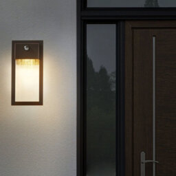 Beliani Black Outdoor Led Wall Light Sconce With Motion Sensor, W16 X D7 X H33Cm - thumbnail 1