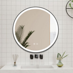 Probaty Bathrooms Led Mirror Round 700mm,3 Colors Illuminated With Anti-Fog,touch Sensor Wall Black Framed Backlit Mirror - thumbnail 1