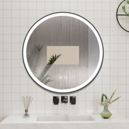 Probaty Bathrooms Led Mirror Round 700mm,3 Colors Illuminated With Anti-Fog,touch Sensor Wall Black Framed Backlit Mirror - thumbnail 3