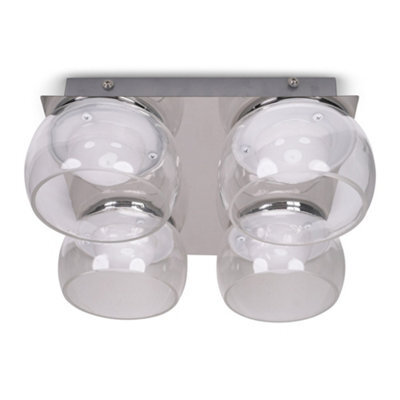 Valuelights Alissa Polished Chrome Ip44 4 Way Clear Glass Integrated Led Ceiling Light - image 1