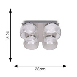 Valuelights Alissa Polished Chrome Ip44 4 Way Clear Glass Integrated Led Ceiling Light - thumbnail 6