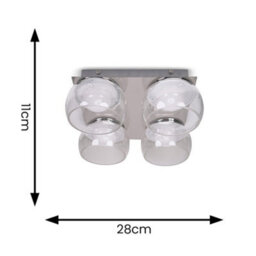 Valuelights Alissa Polished Chrome Ip44 4 Way Clear Glass Integrated Led Ceiling Light - thumbnail 5